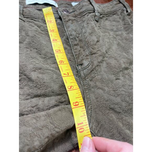 Pilcro & The Letterpress Serif Pants 32 Olive Jacquard Textured Floral coquette - Picture 4 of 10